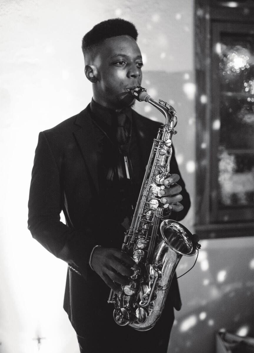 A saxophonist played during the after-party of an Indian fusion wedding in Texas.